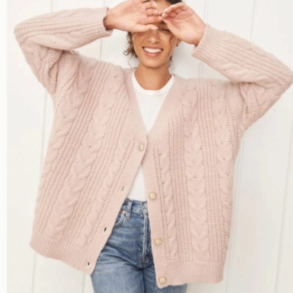 Jenni Kayne NWT Cable Cocoon Cardigan Pink Blush Size XS - Picture 15 of 15